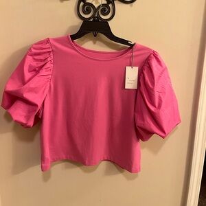 NWT  A New Day Pink Ruffle sleeve Top Sz lg